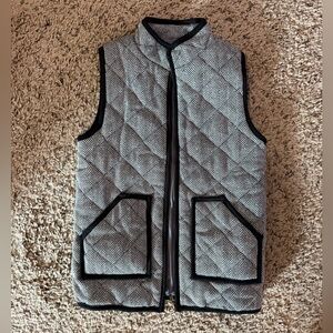 Girls Black and White Herringbone Vest